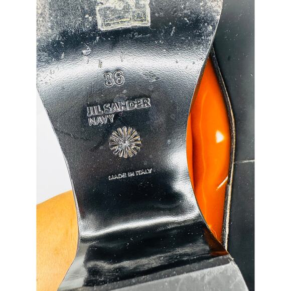 Jil Sander Bold Sculptural Platform Loafers Orange Leather Slip-On Shoes  EU 36 - Picture 2 of 11